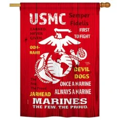 Breeze Decor USMC Americana Military Vertical 28"x40" Garden 13"x18.5" Double Sided Flag, 28"