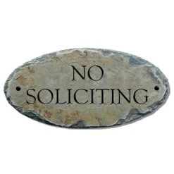 T. MICHAEL STDUIOS Reclaimed Slate No Soliciting Sign /Plaque