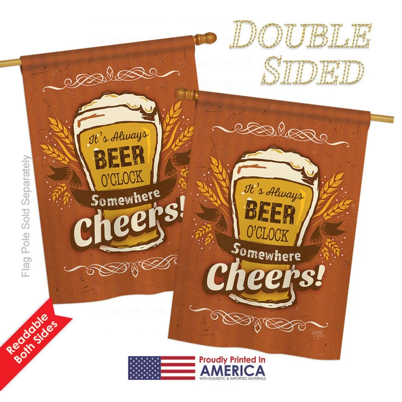 Breeze Decor It's Always Beer O'Clock Happy Hour And Drinks, Vertical House Flag, 28"x40" 5 Breeze Decor It's Always Beer O'Clock Happy Hour And Drinks, Vertical House Flag, 28"x40" - Image 3