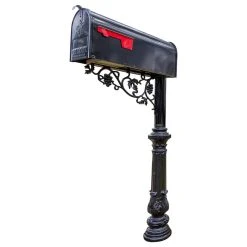 Vandalet Mailbox Company Steel Mailbox Post With Corinithian Cast Base And Vineyard Corner Bracket