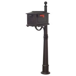 Special Lite Products Company Kingston Curbside Mailbox With Ashland Mailbox Post Unit, Black