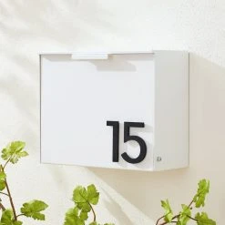 Modern Aspect Cubby Wall Mounted Mailbox + House Numbers, Lock Included, Outgoing Flag, White, With Numbers