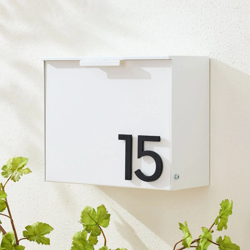 Modern Aspect Cubby Wall Mounted Mailbox + House Numbers, Lock Included, Outgoing Flag, White, With Numbers 3 Modern Aspect Cubby Wall Mounted Mailbox + House Numbers, Lock Included, Outgoing Flag, White, With Numbers