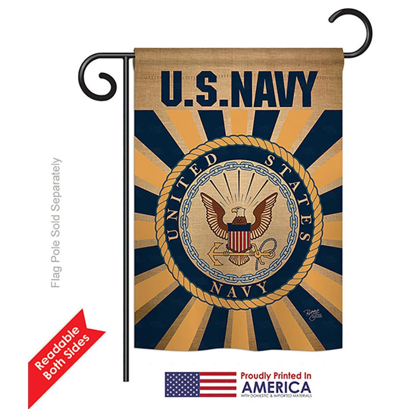 Breeze Decor Navy Burlap Americana, Everyday Garden Flag 13"x18.5" 4 Breeze Decor Navy Burlap Americana, Everyday Garden Flag 13"x18.5" - Image 2