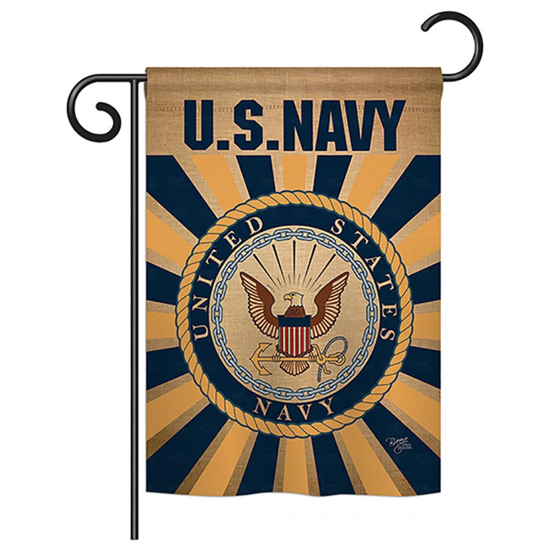 Breeze Decor Navy Burlap Americana, Everyday Garden Flag 13"x18.5" 3 Breeze Decor Navy Burlap Americana, Everyday Garden Flag 13"x18.5"