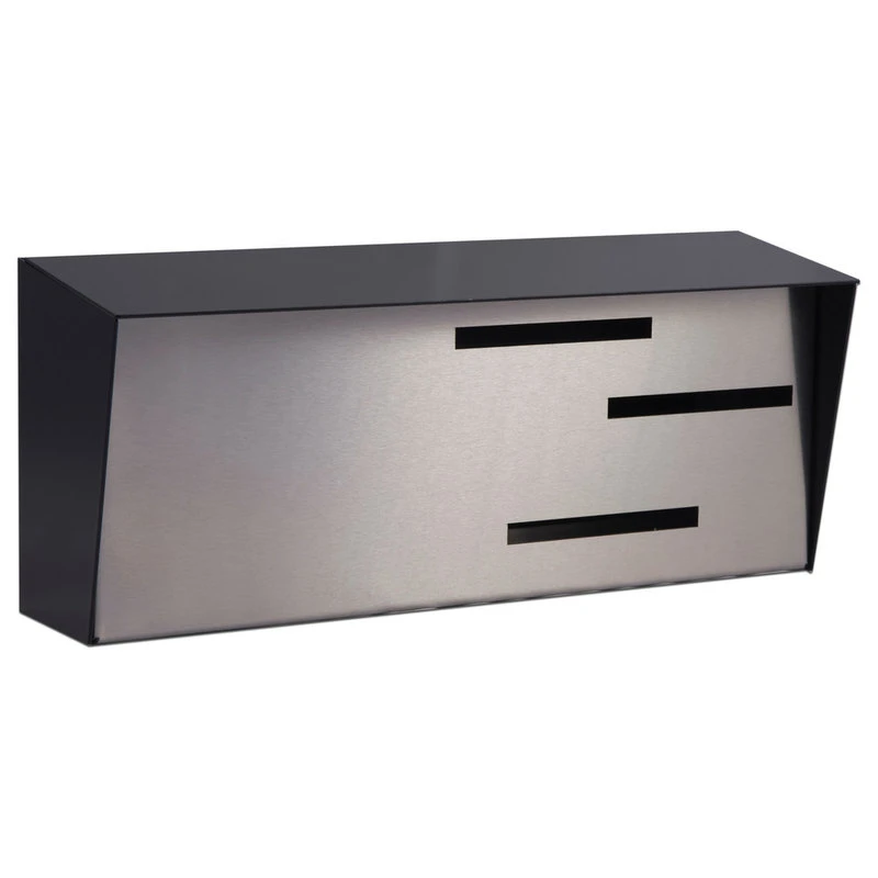 Mid Century Modern Mailbox, Black And Stainless 3 Mid Century Modern Mailbox, Black And Stainless