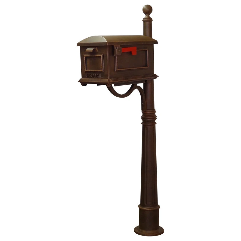 Special Lite Products Company Traditional Curbside Mailbox With Ashland Mailbox Post Unit, Copper 3 Special Lite Products Company Traditional Curbside Mailbox With Ashland Mailbox Post Unit, Copper
