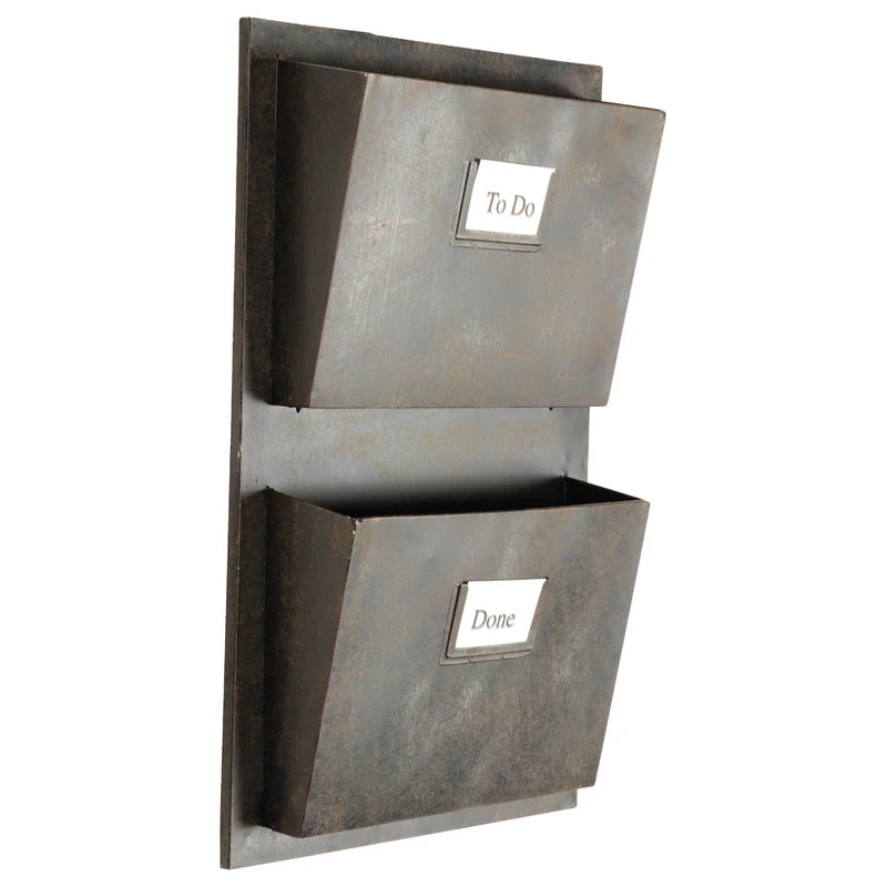 Linon Home Decor Products Linon Industrial Metal Two Slot Mailbox In Rustic Gray 4 Linon Home Decor Products Linon Industrial Metal Two Slot Mailbox In Rustic Gray - Image 2