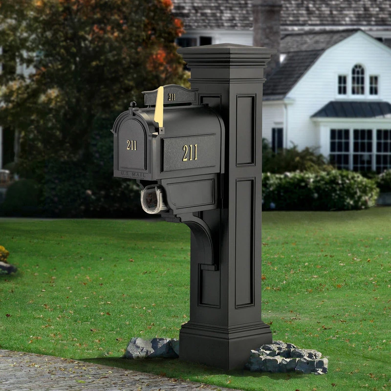 Mayne - Outdoor Products Of Distinction 13"W X 30"D X 64"H Liberty Mailbox Post, Black 4 Mayne - Outdoor Products Of Distinction 13"W X 30"D X 64"H Liberty Mailbox Post, Black - Image 2