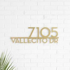 Mod Mettle Address Sign W/ Street Name, Brass, 5"h Numbers, Palm Springs Font 7 Mod Mettle Address Sign W/ Street Name, Brass, 5"h Numbers, Palm Springs Font -Mayne Store 8bc10efa0127d215 6986 w800 h800 b0 p0