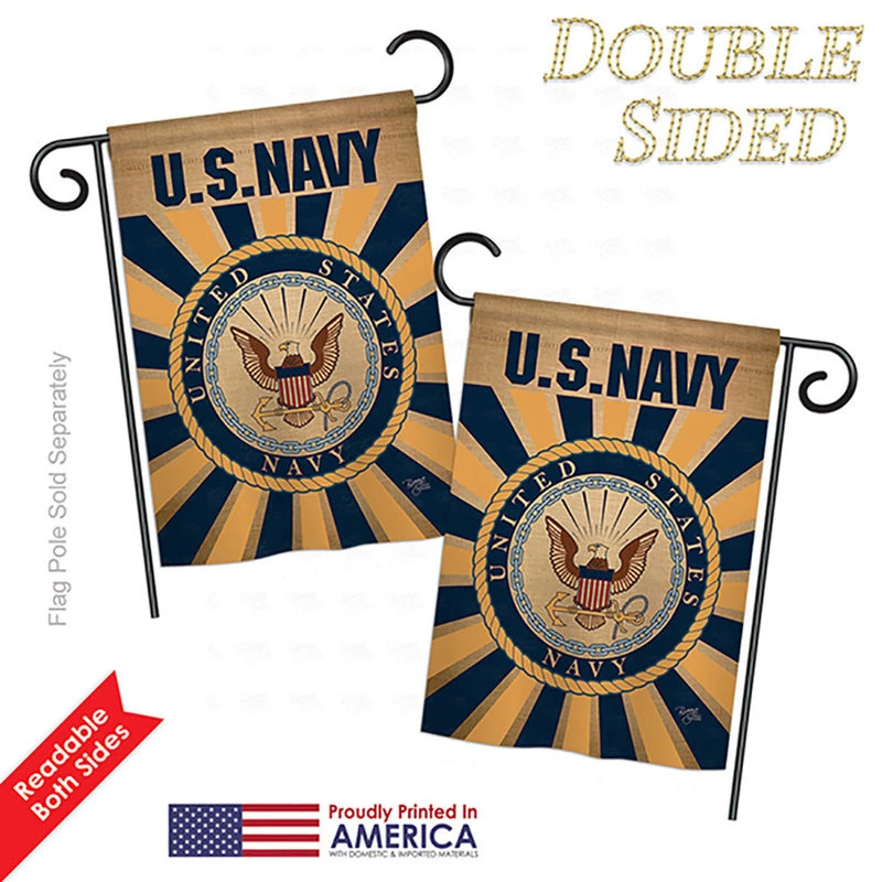 Breeze Decor Navy Burlap Americana, Everyday Garden Flag 13"x18.5" 5 Breeze Decor Navy Burlap Americana, Everyday Garden Flag 13"x18.5" - Image 3
