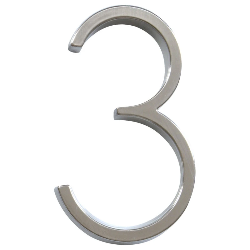 The Hillman Group Floating House Number, Brushed Nickel, Number 3 3 The Hillman Group Floating House Number, Brushed Nickel, Number 3