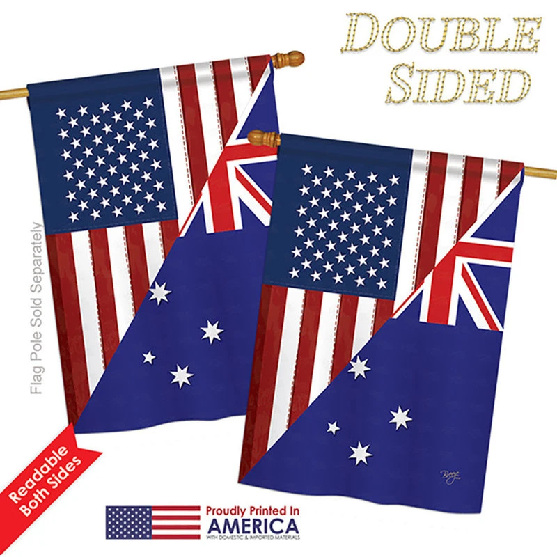 Breeze Decor US Australia Friendship Flags Of The World, Everyday Vertical House Flag 28"x40" 5 Breeze Decor US Australia Friendship Flags Of The World, Everyday Vertical House Flag 28"x40" - Image 3