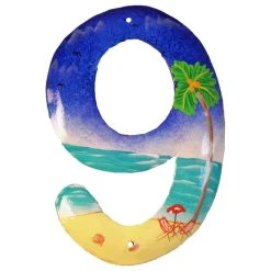 Tropical Beach House Numbers Haitian Metal Art Number 9