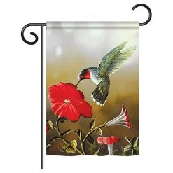 Breeze Decor Ruby Hummingbird Garden Friends, Birds Garden Flag, 13"x18.5"