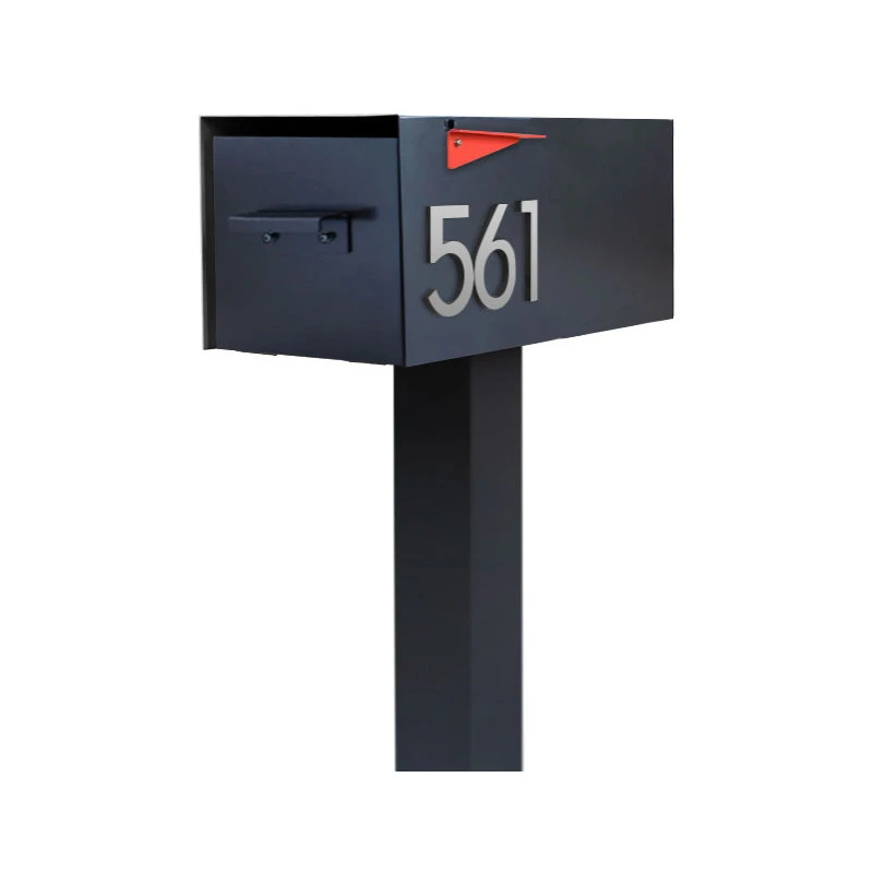 Modern Aspect Malone Post-Mounted Mailbox Optional Pole, Black, With Numbers 4 Modern Aspect Malone Post-Mounted Mailbox Optional Pole, Black, With Numbers - Image 2