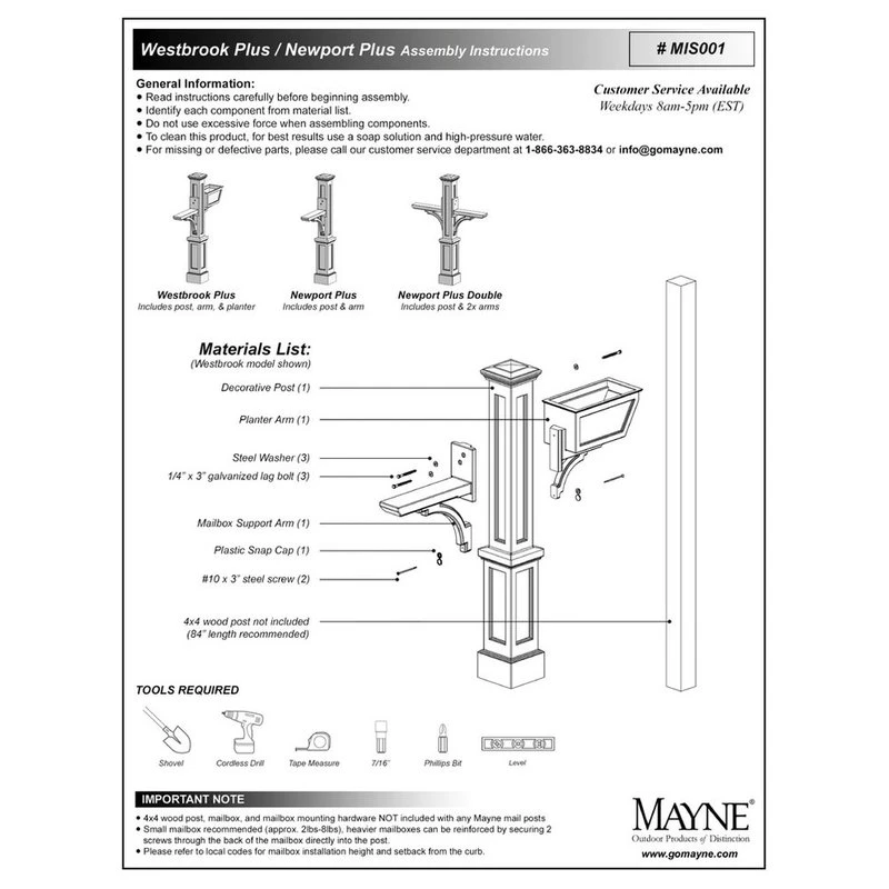 Mayne Newport Plus Mailbox Post, White 4 Mayne Newport Plus Mailbox Post, White - Image 2