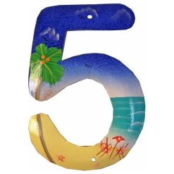 Tropical Beach House Numbers Haitian Metal Art Number 5 Five