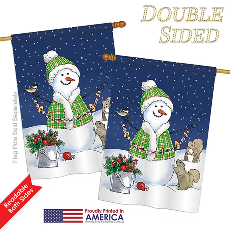 Breeze Decor Decorating With Snowmen Winter, Seasonal Decorative House Flag 28"x40" 5 Breeze Decor Decorating With Snowmen Winter, Seasonal Decorative House Flag 28"x40" - Image 3