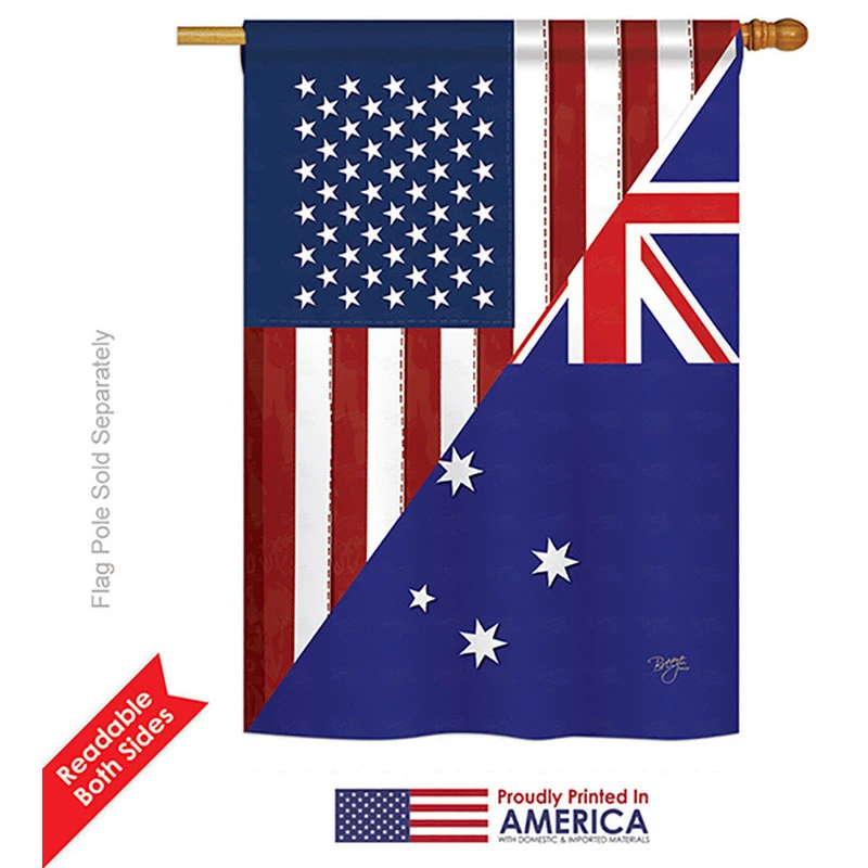 Breeze Decor US Australia Friendship Flags Of The World, Everyday Vertical House Flag 28"x40" 4 Breeze Decor US Australia Friendship Flags Of The World, Everyday Vertical House Flag 28"x40" - Image 2