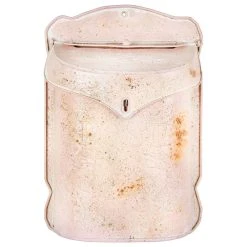 CREATIVE CO-OP Embossed Tin Post Box, Distressed Finish, Pink