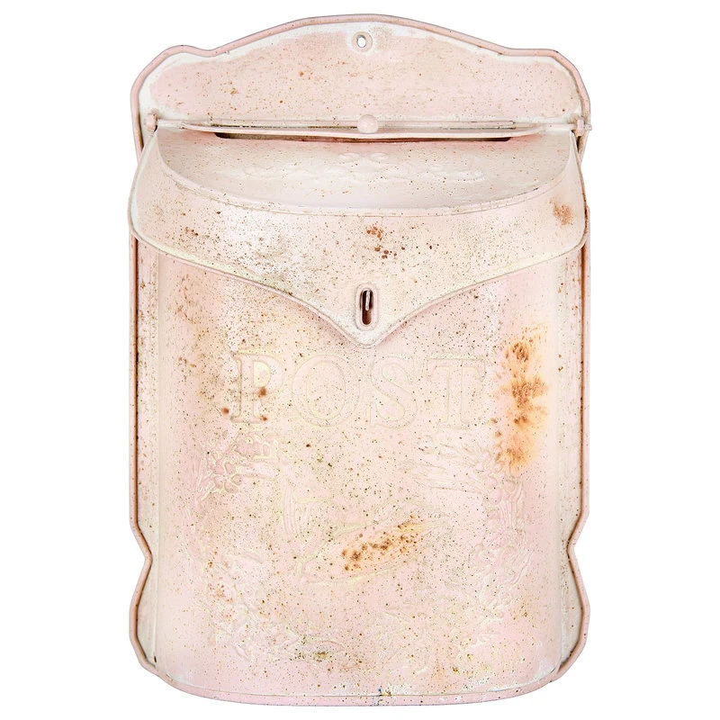 CREATIVE CO-OP Embossed Tin Post Box, Distressed Finish, Pink 3 CREATIVE CO-OP Embossed Tin Post Box, Distressed Finish, Pink