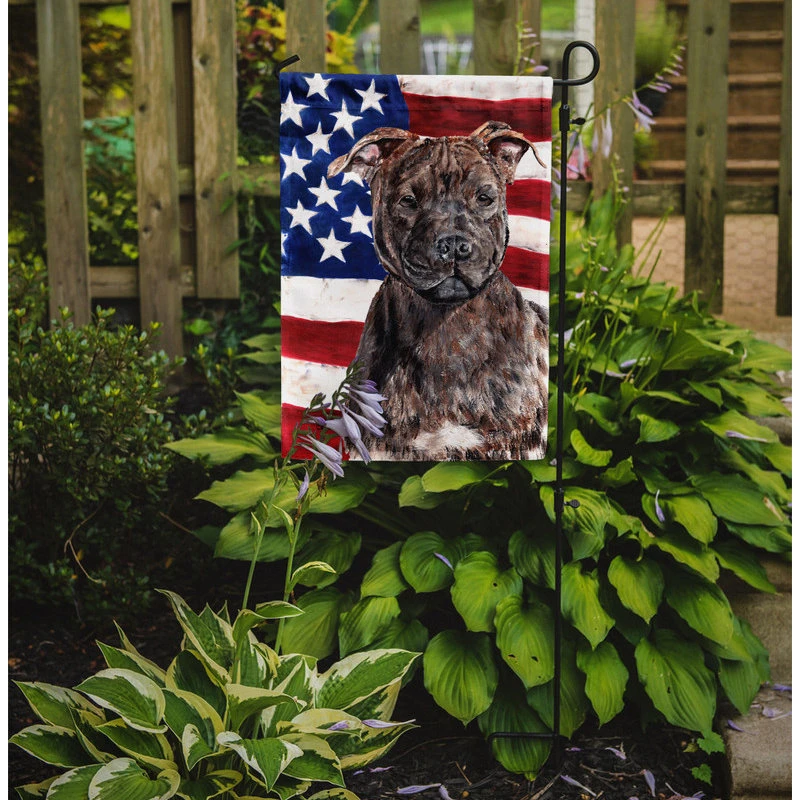 The-store Staffordshire Bull Terrier Staffie With American Flag USA Flag Garden Size 4 The-store Staffordshire Bull Terrier Staffie With American Flag USA Flag Garden Size - Image 2
