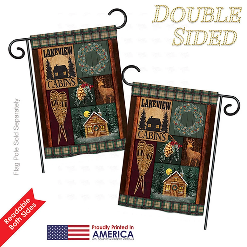 Breeze Decor Winter Lakeview Cabins Winter, Seasonal Garden Flag 13"x18.5" 5 Breeze Decor Winter Lakeview Cabins Winter, Seasonal Garden Flag 13"x18.5" - Image 3