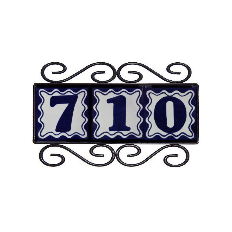 Fine Crafts & Imports Wrought Iron House Number Frame Bouquet-Blue 3 4 Fine Crafts & Imports Wrought Iron House Number Frame Bouquet-Blue 3 - Image 2