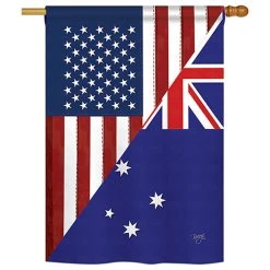 Breeze Decor US Australia Friendship Flags Of The World, Everyday Vertical House Flag 28"x40"