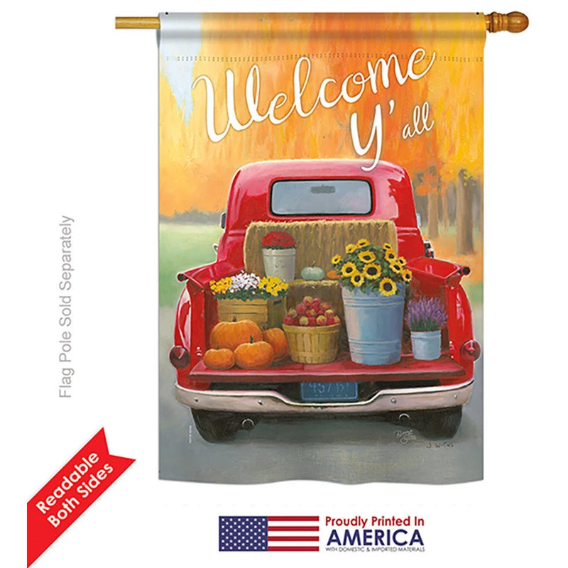 Breeze Decor Welcome Harvest Truck Fall, Seasonal House Flag 28"x40" 4 Breeze Decor Welcome Harvest Truck Fall, Seasonal House Flag 28"x40" - Image 2