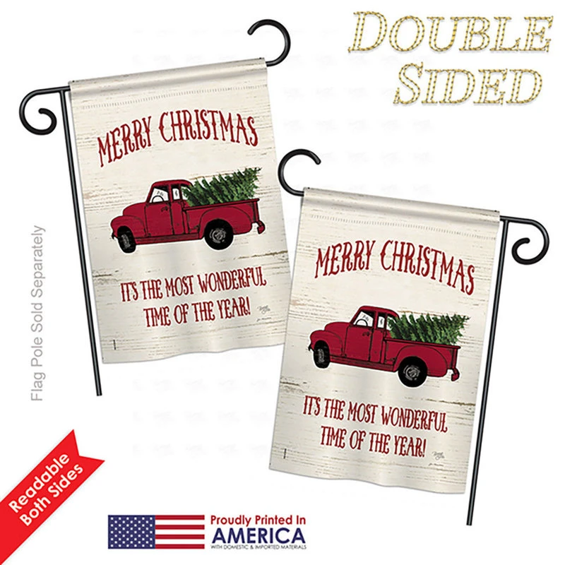 Breeze Decor Merry Christmas Vintage Truck Winter, Seasonal Garden Flag 13"x18.5" 5 Breeze Decor Merry Christmas Vintage Truck Winter, Seasonal Garden Flag 13"x18.5" - Image 3