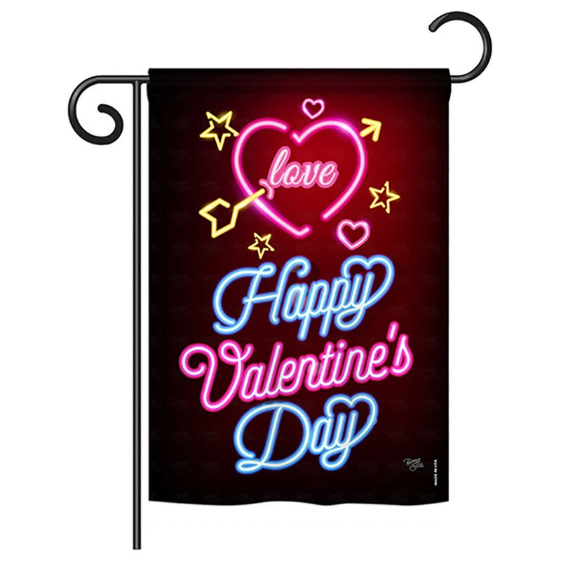Breeze Decor Neon Valentines Love, Seasonal Vertical Garden Flag 13"x18.5" 3 Breeze Decor Neon Valentines Love, Seasonal Vertical Garden Flag 13"x18.5"