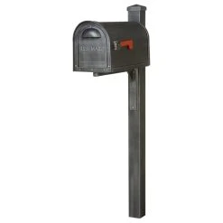 Special Lite Products Company Classic Curbside Mailbox And Wellington Post Smooth, Swedish Silver