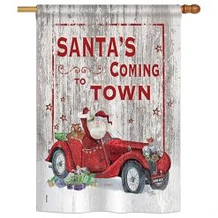 Breeze Decor Santa's Coming To Town Winter, Seasonal House Flag 28"x40"