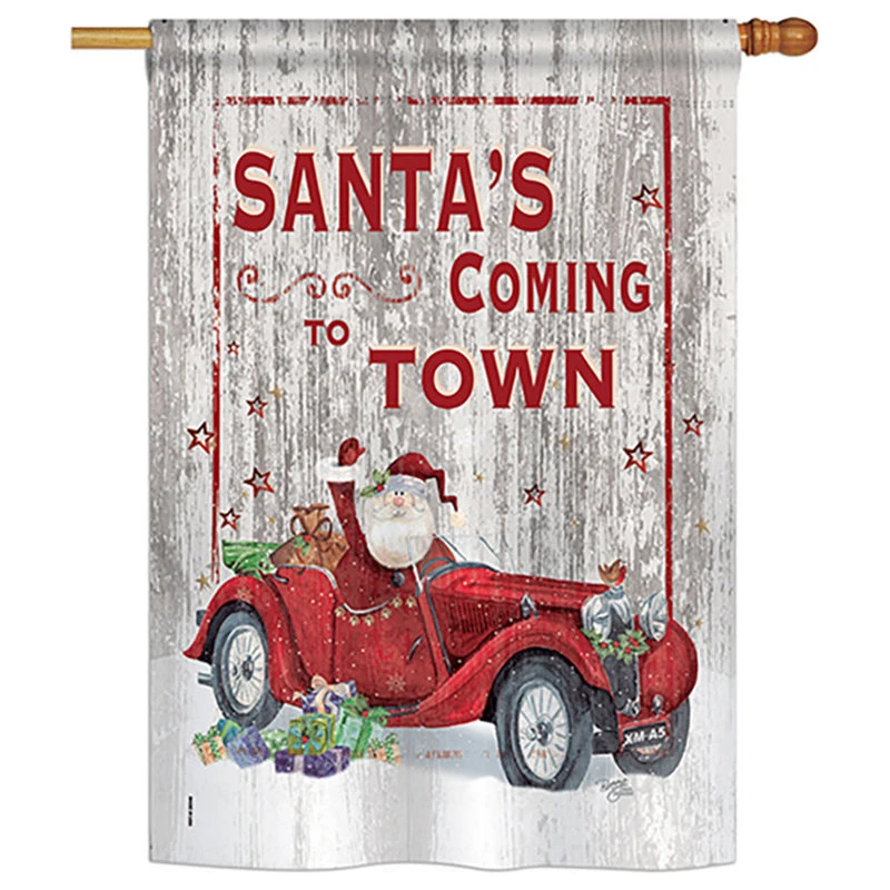 Breeze Decor Santa's Coming To Town Winter, Seasonal House Flag 28"x40" 3 Breeze Decor Santa's Coming To Town Winter, Seasonal House Flag 28"x40"