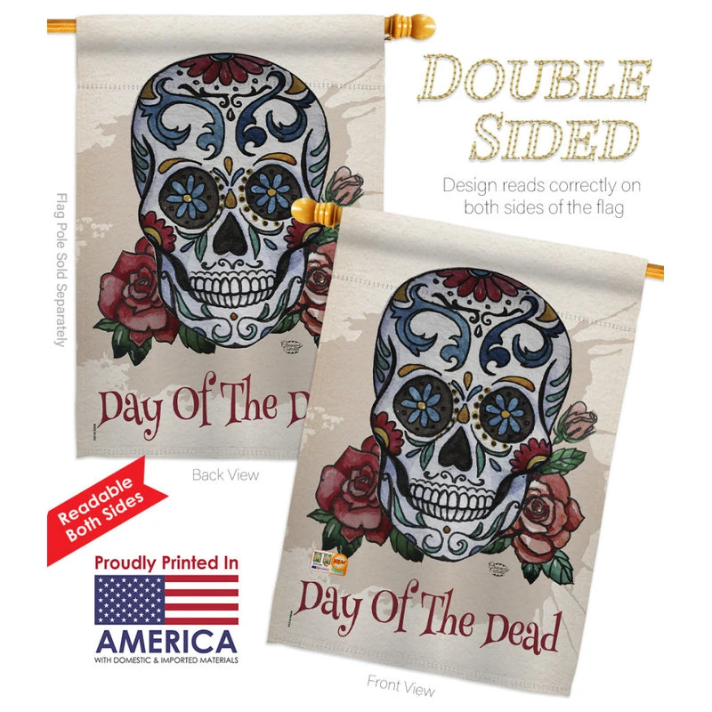 Ornament Collection Day Of The Dead Fall Halloween House Flag 4 Ornament Collection Day Of The Dead Fall Halloween House Flag - Image 2