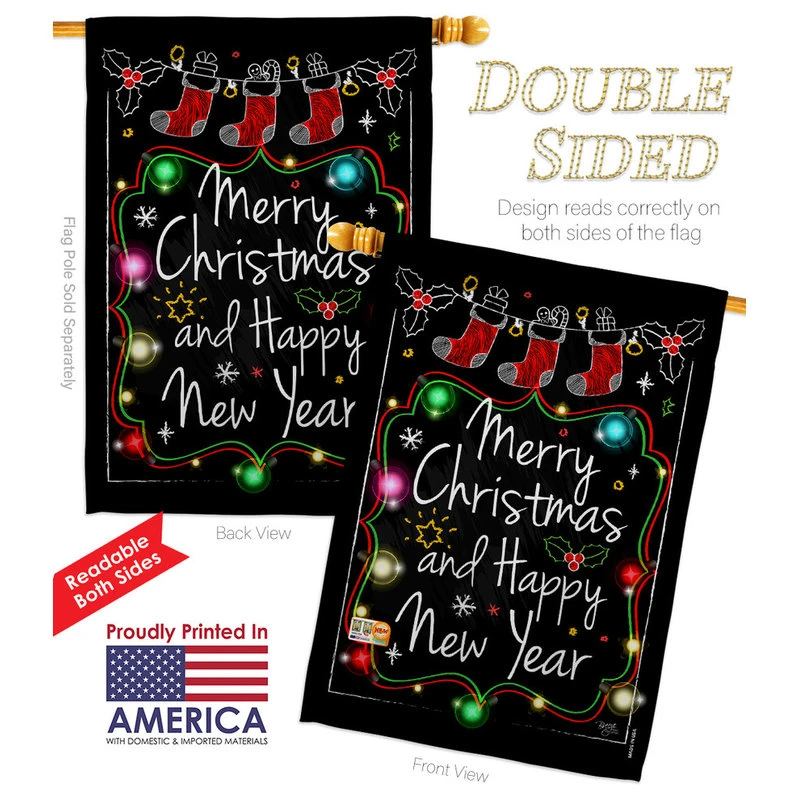 Breeze Decor Chalkboard Merry Christmas Decorative Vertical Double Sided House Flag 5 Breeze Decor Chalkboard Merry Christmas Decorative Vertical Double Sided House Flag - Image 3