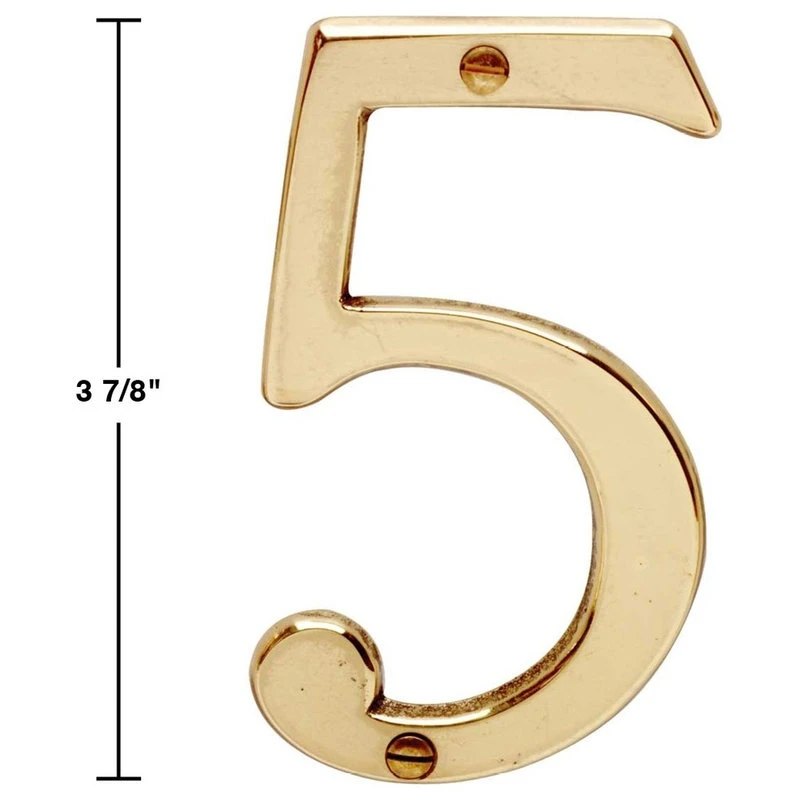 Renovators Supply Manufacturing Bright Solid Brass 3 7/8" Address House Number '5' | Renovator Supply 5 Renovators Supply Manufacturing Bright Solid Brass 3 7/8" Address House Number '5' | Renovator Supply - Image 3