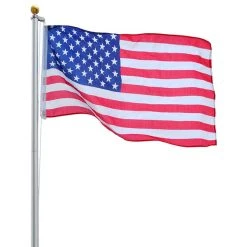 Yescom 25' Sectional Aluminum Flagpole With Us Flag Ball Kit