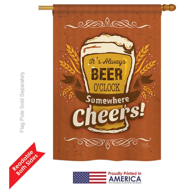 Breeze Decor It's Always Beer O'Clock Happy Hour And Drinks, Vertical House Flag, 28"x40" 4 Breeze Decor It's Always Beer O'Clock Happy Hour And Drinks, Vertical House Flag, 28"x40" - Image 2