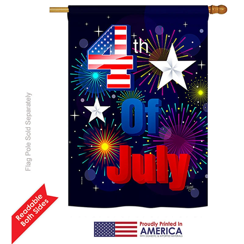 Breeze Decor Fireworks July 4th Americana, Seasonal Fourth Of July House Flag 28"x40" 4 Breeze Decor Fireworks July 4th Americana, Seasonal Fourth Of July House Flag 28"x40" - Image 2