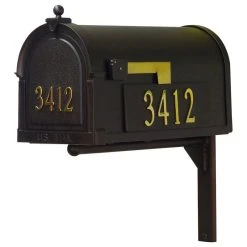 Special Lite Products Company Berkshire Mailbox With Front & Side Address Numbers & Mailbox Mounting Bracket