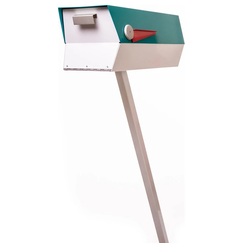 Modbox USA, Inc. ModboxUSA Mid-Century Modern Curbside Mailbox | Two Tone, Turquoise And White 4 Modbox USA, Inc. ModboxUSA Mid-Century Modern Curbside Mailbox | Two Tone, Turquoise And White - Image 2