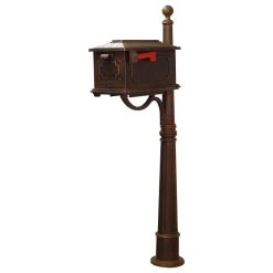Special Lite Products Company Kingston Curbside Mailbox With Ashland Mailbox Post Unit, Copper