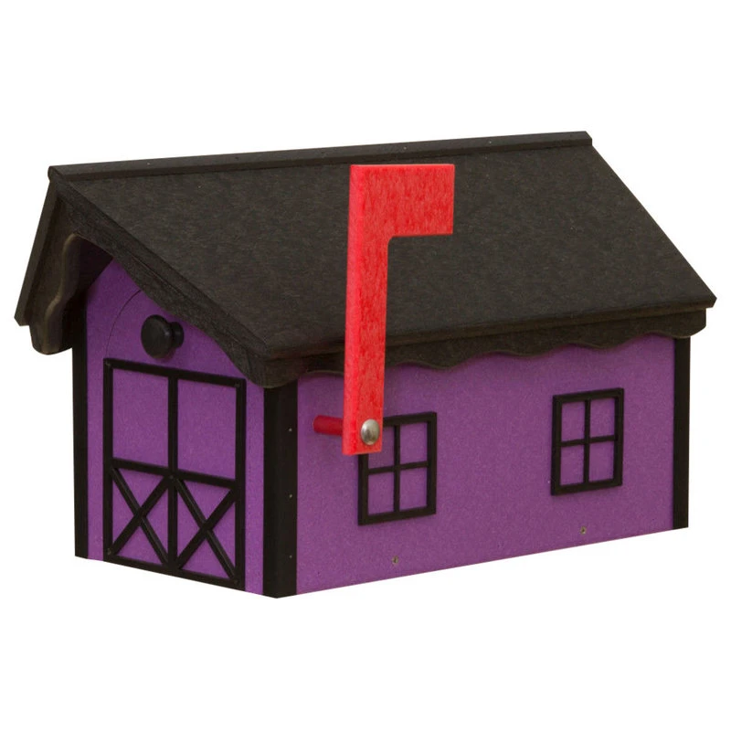 Horse Barn Weatherproof Mailbox, USA Handmade, Black, Purple 3 Horse Barn Weatherproof Mailbox, USA Handmade, Black, Purple