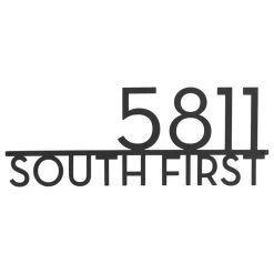 Mod Mettle Address Sign W/ Street Name, Black, 5"h Numbers, Palm Springs Font