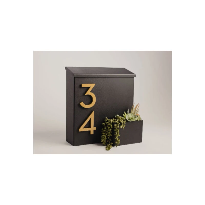 Modern Aspect Greetings Wall Mounted Mailbox W/ House Numbers, Lock Included, Outgoing Flag, Black, With Numbers 3 Modern Aspect Greetings Wall Mounted Mailbox W/ House Numbers, Lock Included, Outgoing Flag, Black, With Numbers