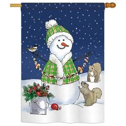Breeze Decor Decorating With Snowmen Winter, Seasonal Decorative House Flag 28"x40"