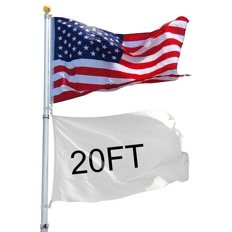 Yescom 20' Aluminum Telescopic Flagpole Kit Us Flag Ball Top Telescoping Pole 4 Yescom 20' Aluminum Telescopic Flagpole Kit Us Flag Ball Top Telescoping Pole - Image 2